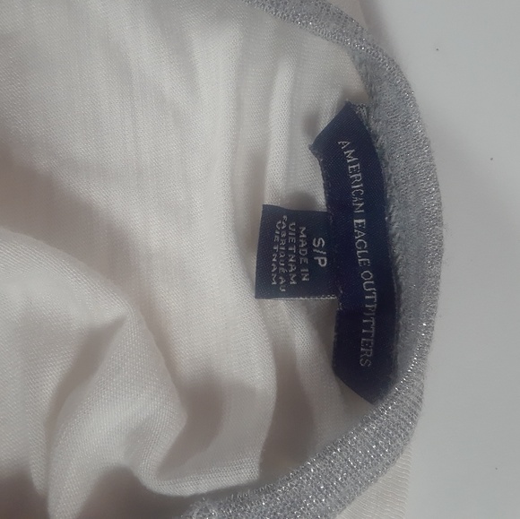 💜 American Eagle White & silver Sparkle T-shirt - Picture 3 of 3
